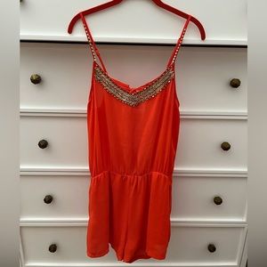 Orange embellished romper